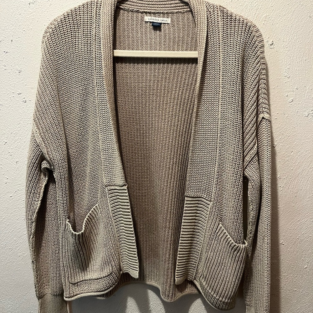 American Eagle Tan Knit Cardigan Sweater